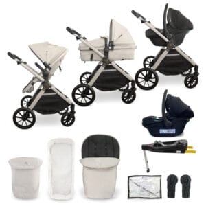 My Babiie MB220 3in1 Travel System with i-Size Car Seat - Ivory with Base