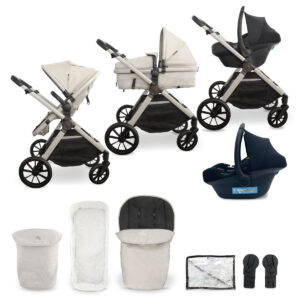 My Babiie MB220 3in1 Travel System with i-Size Car Seat - Ivory
