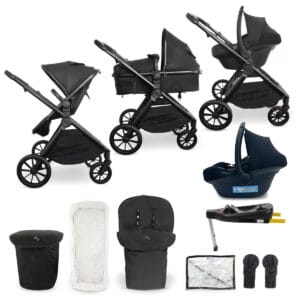My Babiie MB220 3in1 Travel System with i Size Car Seat and Base Black