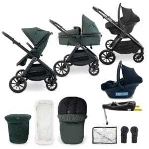 My Babiie MB220 3in1 Travel System with i Size Car Seat and Base Forest Green