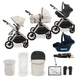 My Babiie MB220 3in1 Travel System with i Size Car Seat and Base Ivory