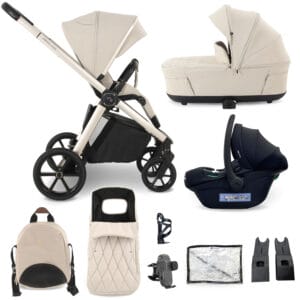 My Babiie MB450 LUXE 3in1 Travel System with i-Size Car Seat - Feather