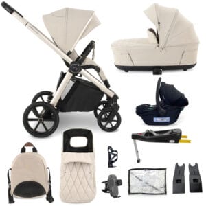 My Babiie MB450 LUXE 3in1 Travel System with i-Size Car Seat - Feather with Base
