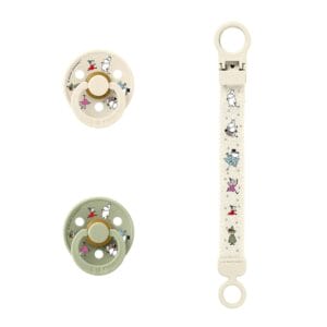 Bibs x moomin colour dummy & loop clip gift set ivorysage (1)