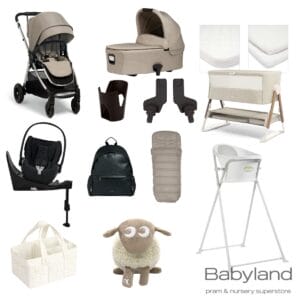 Mamas & papas flip xt3 complete bundle – with cybex cloud t car seat, lua crib & accessories
