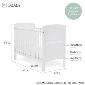 Obaby obaby grace mini cot bed white 9