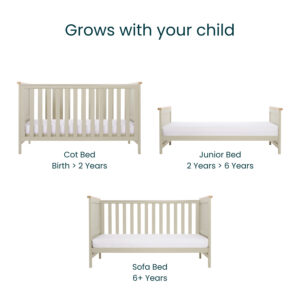 Convertible misha cot bed mushroom & golden oak 7