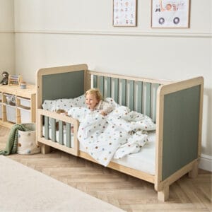Kuba cot bed in pickled oak & sage weave 11