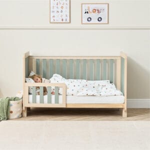 Kuba cot bed in pickled oak & sage weave 12