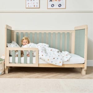 Kuba cot bed in pickled oak & sage weave 8