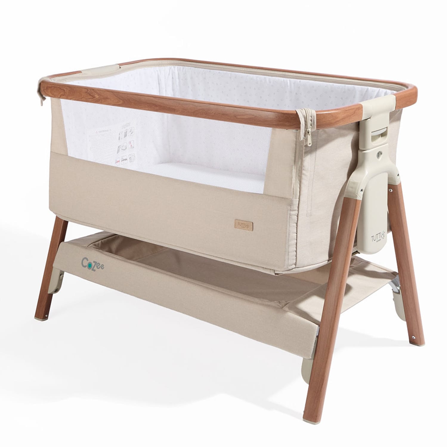 Tutti bambini cozee bedside crib scandinavian walnut ecru (15)