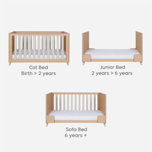 Tutti bambini fika cot bed light oak white sand (2) 1