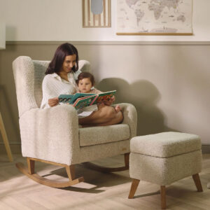 Tutti Bambini Harper Wingback Rocking Chair and Footstool - Mushroom