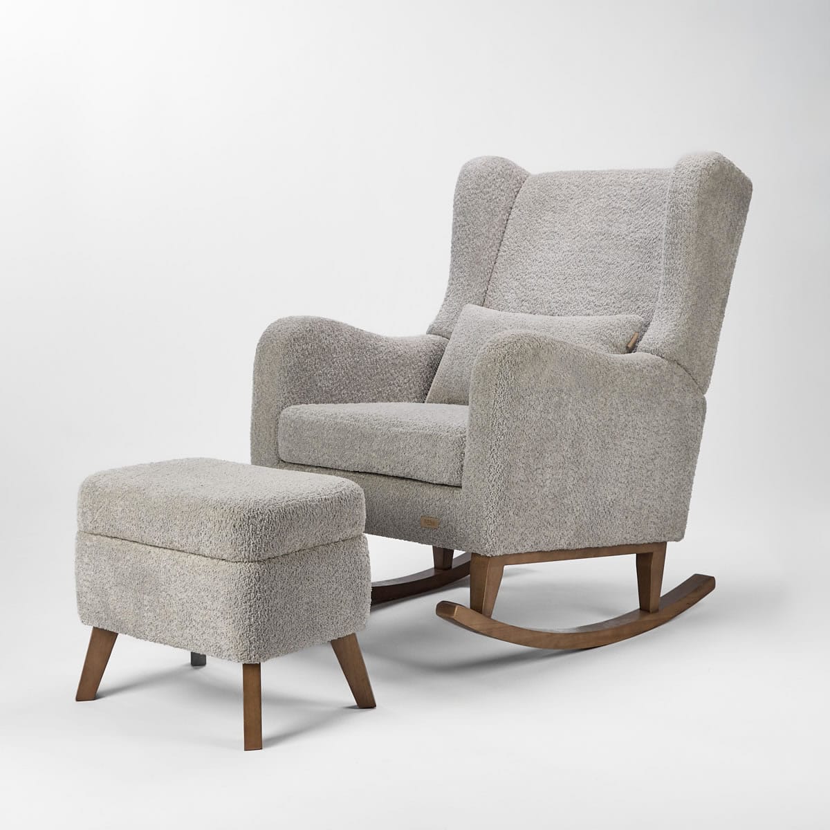 Tutti Bambini Harper Wingback Rocking Chair and Footstool Cloud Grey (1)