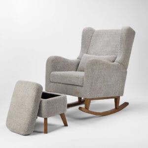 Tutti Bambini Harper Wingback Rocking Chair and Footstool Cloud Grey (2)