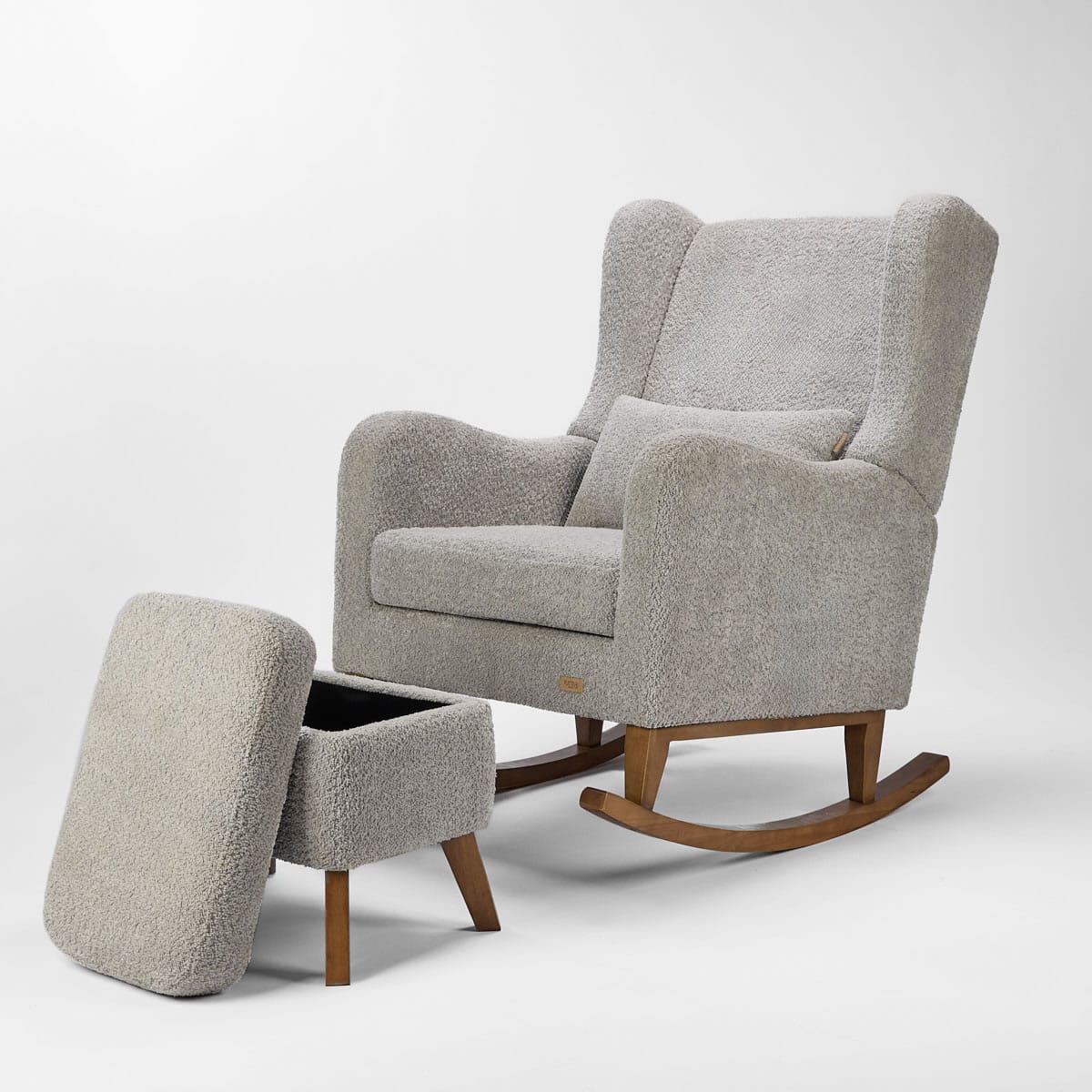 Tutti Bambini Harper Wingback Rocking Chair and Footstool Cloud Grey (2)