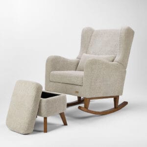 Tutti Bambini Harper Wingback Rocking Chair and Footstool Mushroom (1)