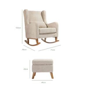 Tutti Bambini Harper Wingback Rocking Chair and Footstool Mushroom