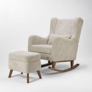 Tutti Bambini Harper Wingback Rocking Chair and Footstool Mushroom (2)