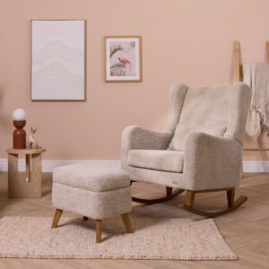 Tutti Bambini Harper Wingback Rocking Chair and Footstool Mushroom