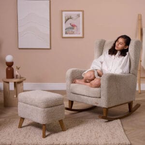 Tutti Bambini Harper Wingback Rocking Chair and Footstool Mushroom (9)
