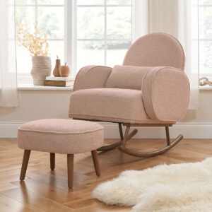 Tutti Bambini Micah Rocking Chair and Footstool - Bouclé Blush