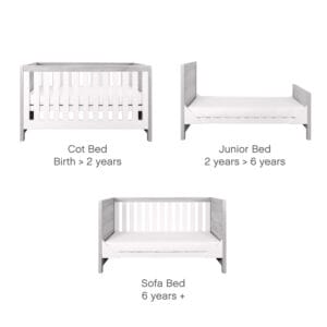 Tutti bambini modena 3in1 cot bed grey ash white (1)