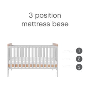 Tutti bambini rio cot bed with cot top changer & mattress dove grey honey oak (4)