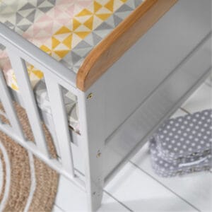 Tutti bambini rio cot bed with cot top changer & mattress dove grey honey oak (7)