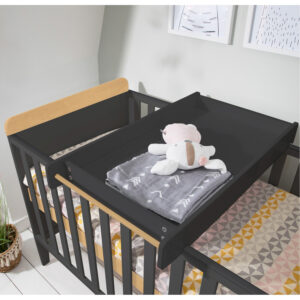 Tutti bambini rio cot bed with cot top changer & mattress slate grey honey oak (2)