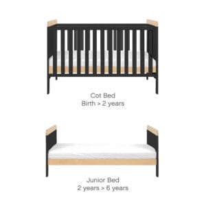Tutti bambini rio cot bed with cot top changer & mattress slate grey honey oak (3)