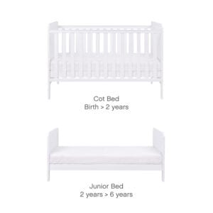 Tutti bambini rio cot bed with cot top changer & mattress white (4)