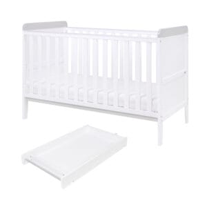 Tutti bambini rio cot bed with cot top changer & mattress white dove grey (1)