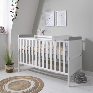 Tutti Bambini Rio Cot Bed with Cot Top Changer & Mattress - White/Dove Grey