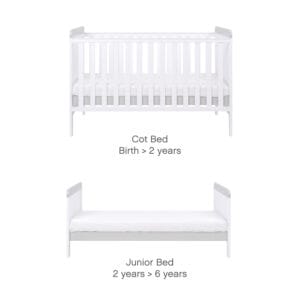 Tutti bambini rio cot bed with cot top changer & mattress white dove grey (4)