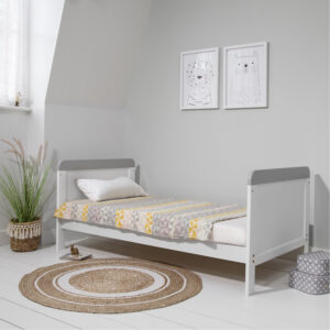 Tutti bambini rio cot bed with cot top changer & mattress white dove grey (9)