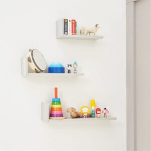 Tutti Bambini Rio Set of Three L-Shaped Wall Shelves - Dove Grey
