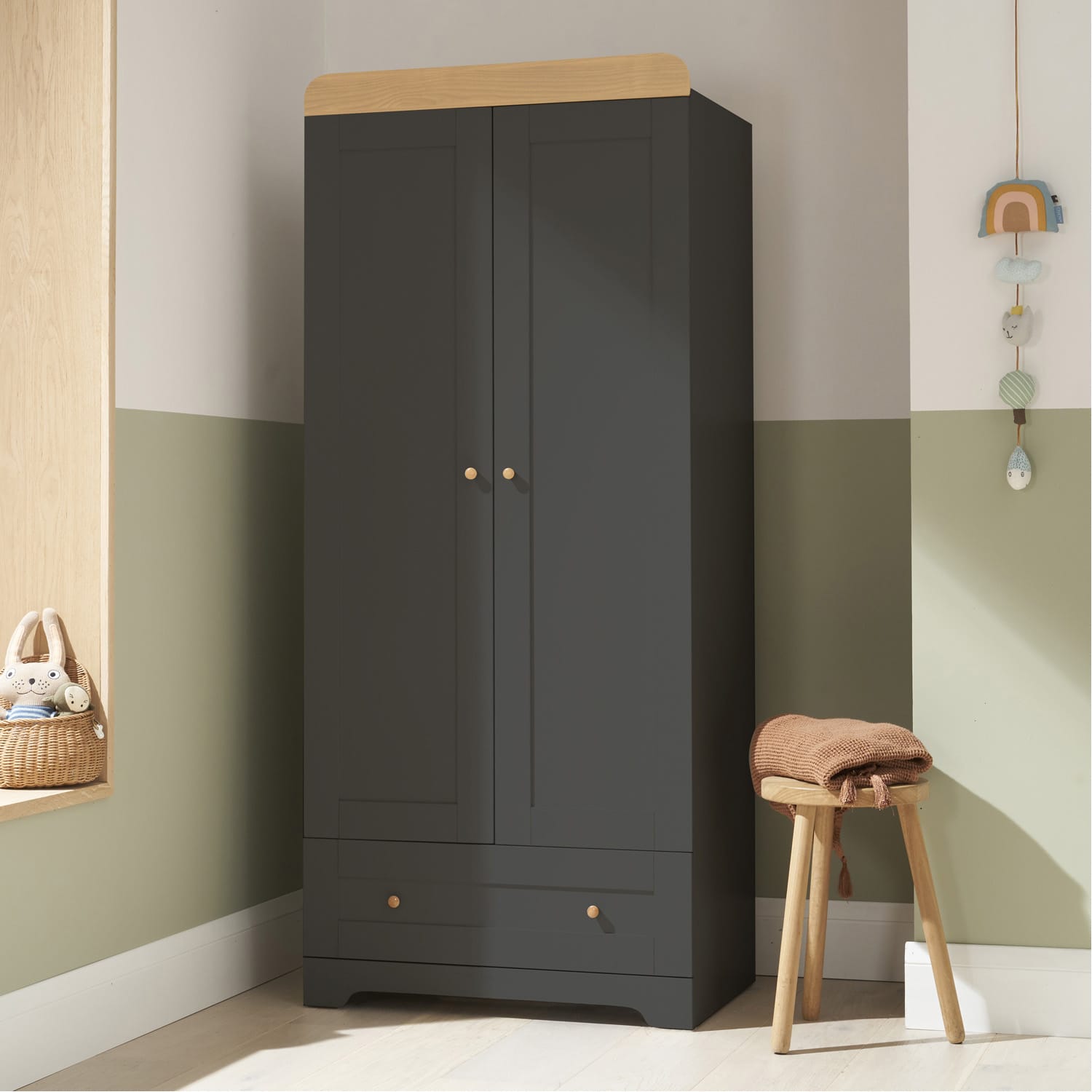 Tutti Bambini Rio Wardrobe - Slate Grey/Honey Oak