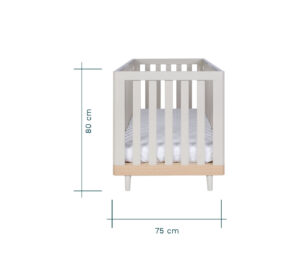 Hygge cot bed light oak white sand 9