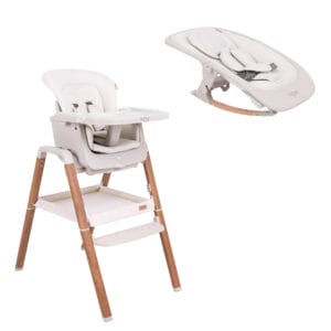 Tutti Bambini Nova Birth to 12 Years Complete Highchair Package - Ecru/Scandinavian Walnut