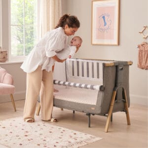 Tutti Bambini CoZee XL Bedside Crib & Cot Oak Charcoal (1)
