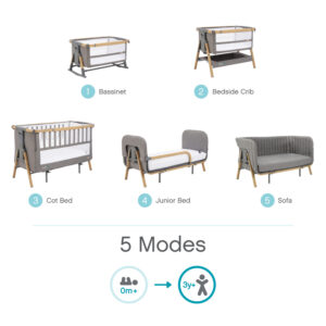 Tutti Bambini CoZee XL Bedside Crib & Cot Oak Charcoal (13)