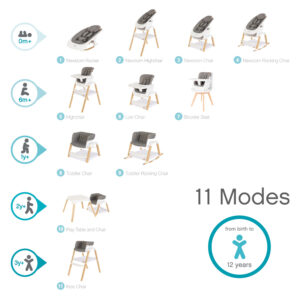 Tutti Bambini Nova Birth to 12 Years Complete Highchair Package White Oak (1)