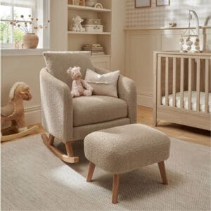 Mamas & Papas Alma Nursing Chair & Stool - Fawn Bouclé