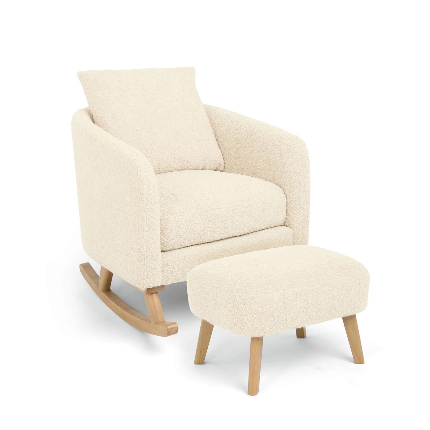 Mamas & Papas Alma Nursing Chair & Stool Off White Boucle (2)