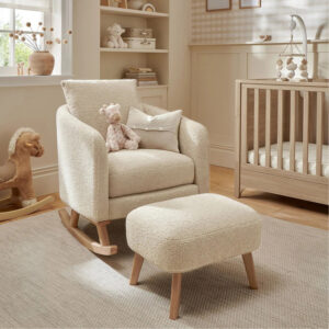 Mamas & Papas Alma Nursing Chair & Stool - Off White Bouclé
