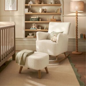 Mamas & Papas Elwood Nursing Chair & Stool - Off White Bouclé