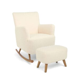 Mamas & Papas Elwood Nursing Chair & Stool Off White Boucle (2)