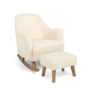 Mamas & Papas Penrose Nursing Chair & Stool Off White Boucle (1)