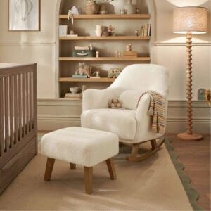 Mamas & Papas Penrose Nursing Chair & Stool - Off White Bouclé